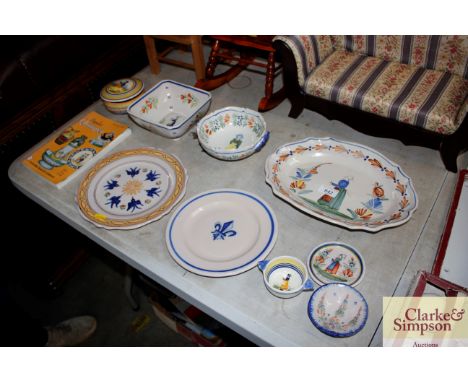 A quantity of Quimper pottery