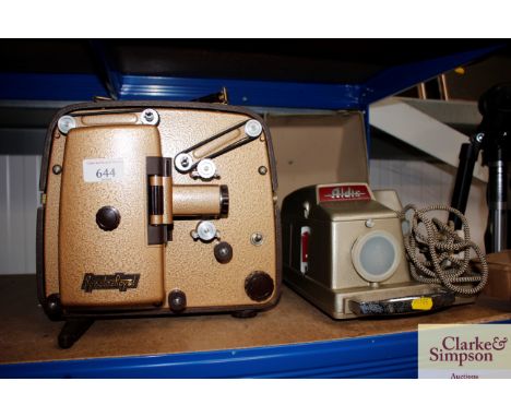 An Aldis projector, a Specto Royal projector and two screens