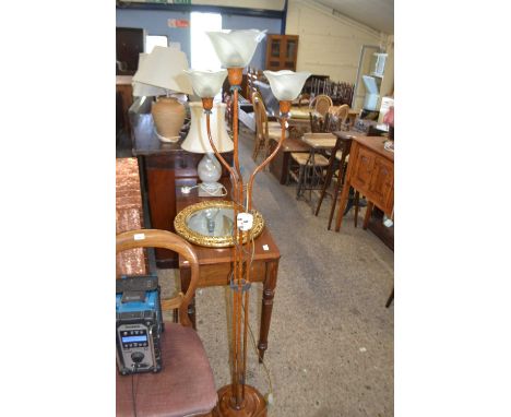 Retro style three light floor lamp with floral decoration