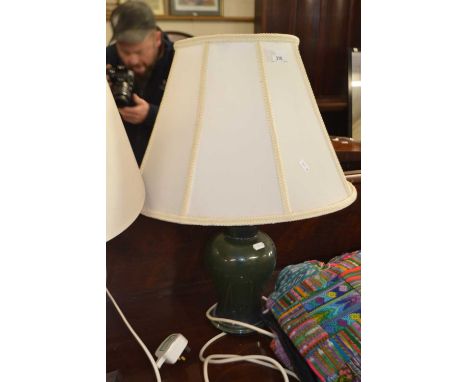 Green pottery based table lamp
