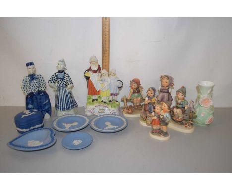 Mixed Lot: Various ceramics to include Goebel figures of children, a Yardley Lavender advertising figure and various Wedgwood