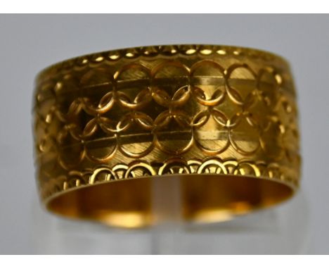 NIESSING-RING  breit, Seiten mit Zierborten dekoriert, Vintage, Gelbgold 333, Gr. 54