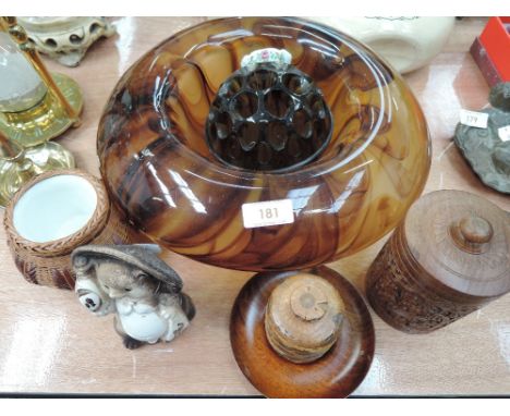 A selection of vintage trinket dishes and smoked glass bowl