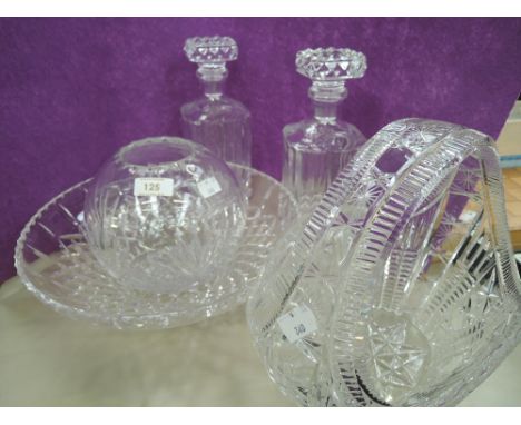 A selection of vintage crystal glass wares