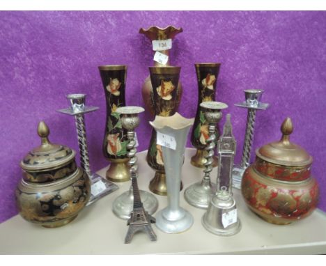 A selection of vintage Indian style brass and similar