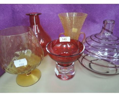 A selection of vintage colour and art glass