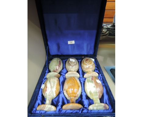 A set of vintage stone carved goblets