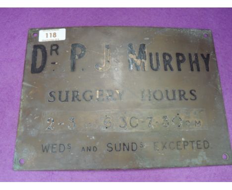 A vintage brass plaque for Doctors Surgery