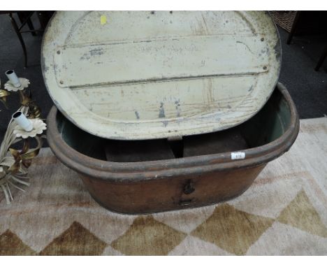 A vintage tin trunk etc
