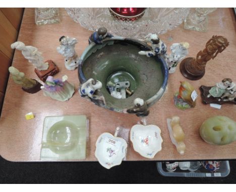 A selection of vintage ceramics including Meissen marked trinket dish