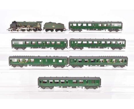 A Pierson 00 Gauge kitbuilt Bournemouth BR green 6-Car Set with Bachmann Lord Nelson Class Locomotive and tender, Coaches, Br