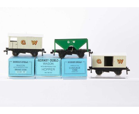 Limited Edition Hornby Dublo 00 Gauge 3-Rail GW wagons built by Bran Huxley in the style of Hornby 0 Gauge,  stone Brake Van,