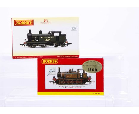 Hornby 00 Gauge Southern Railway Steam Tank Locomotives,  R3540 H class 0-4-4 Locomotive olive green 1324 and R2799 light bro