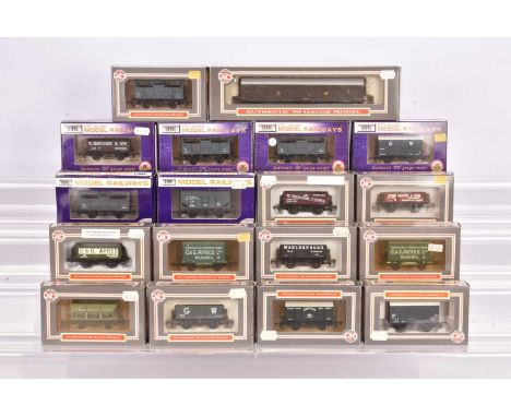Dapol 00 Gauge Goods Rolling Stock, including PO wagons (5), Ayers Conflat with container (2), GW Cattle Trucks (4), GW Sipho