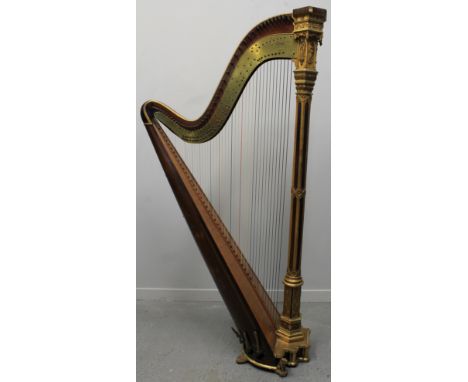 A 19TH CENTURY ERARD GOTHIC HARP, overall parcel gilt and gilt metal decoration, No.2471 London/6651.  CONDITION REPORT: Gene