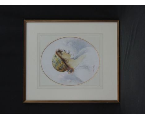 'SCOTTI' OF ROME, (Lemmo Rossi Scotti, late 19th Century), portrait of Italian maidens, watercolours, a pair, signed.  Oval, 