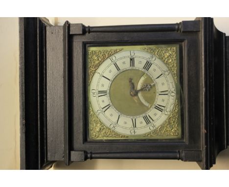 18TH CENTURY STAINED PINE THIRTY HOUR COTTAGE LONG CASE CLOCK marked William Coulton, York, having flat moulded cornice over 