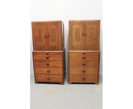 TWO SIMILAR "TOKEN" HANDMADE MAHOGANY TWO SECTION DRINKS CABINETS as designed by Betty Joel and made by W.Alder and T.G Marsd