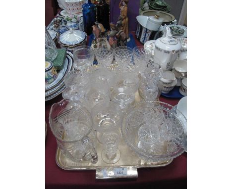 XIX Century Glass Goblets, Tudor and other drinking glasses, candlestick, jug, etc.