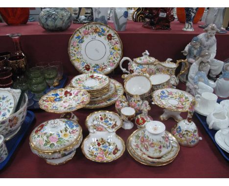 Hammersley Queen Anne Table China, of thirty pieces, including teapot, sugar and cream., plus similar marquis tazzaTeapot lid