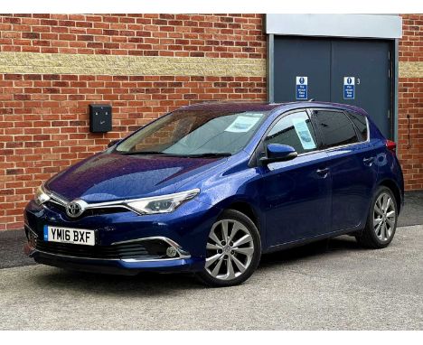 2016 [YM16 BXF] Toyota Auris 1.2T Excel VVT-I 5-door hatchback, in blue, with 6-speed manual gearbox, MOT expired 3rd April 2