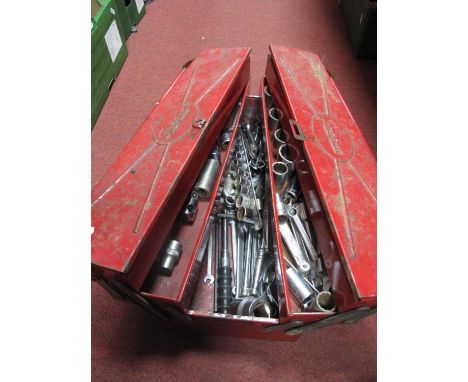 Tools: spanners, socket set, etc, in metal carry case.