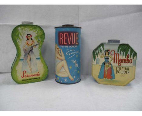 Circa 1950's Vintage Serenade Talcum Powder - The Powder of Grace and Beauty by Gerard and 'Mambo' Talcum Powder