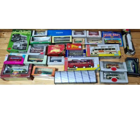 Approx. 25 boxed die-cast model buses to include Exclusive First Edition, EYMS, Britbus, Matchbox, Lledo, Scania, Volvo and a