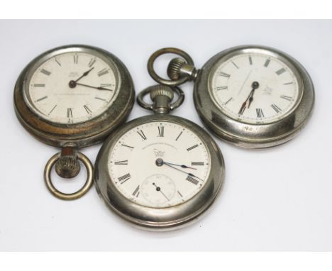 A group of three pocket watches by Waterbury Watch Co - USA, as found. 