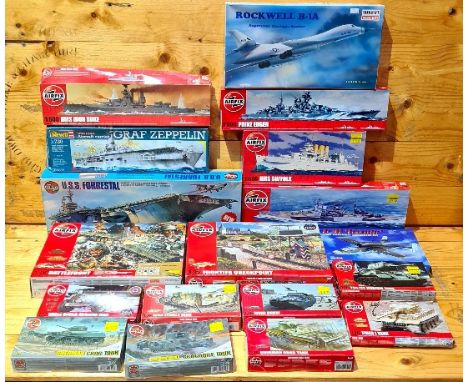 2 boxes of mainly Airfix model kits including tanks, jeeps and larger models, 1:76 Battlefield and Checkpoint. Also includes 