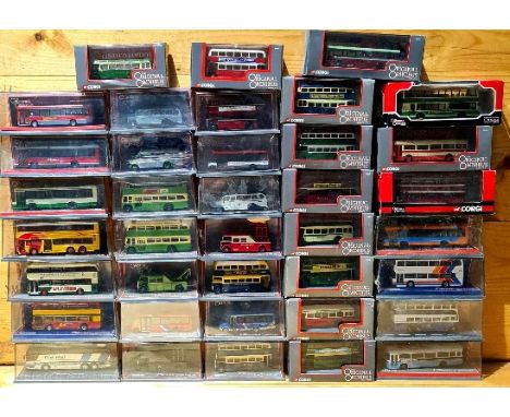 Approx. 38 boxed Corgi die-cast model buses/coaches/wagons. 
