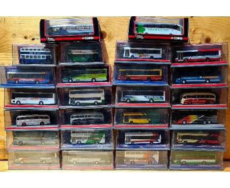 Approx. 26 boxed Corgi die-cast model buses/coaches. 