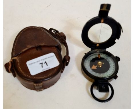 A WW1 S Mordan &amp; Co military marching compass, black japaned case, stamped 98265, 1916, in original leather case having i