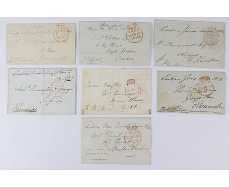 1824-1838 seven covers (not just fronts) sent Free with signatures of Lord Grosvenor; Hesketh Fleetwood (founder of the town 