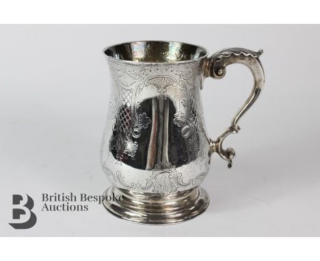 George III silver tankard, London hallmark, dated 1764, mm possibly Fuller White &amp; John Fray (marks rubbed), approx 13 cm