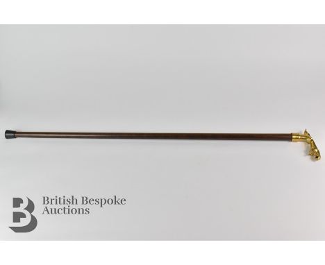 Jaguar 18ct gold plated 'Leaping Cat' walking cane handle, circa 1960's, classic Jaguar accessory, rare item.