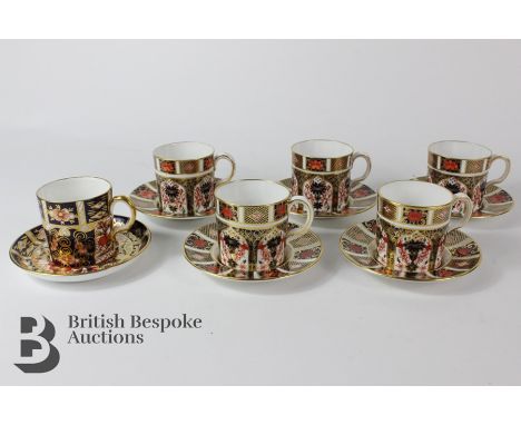 Royal Crown Derby porcelain, including five 'Imari' pattern demi-tasse and matching saucers and one other of a different patt