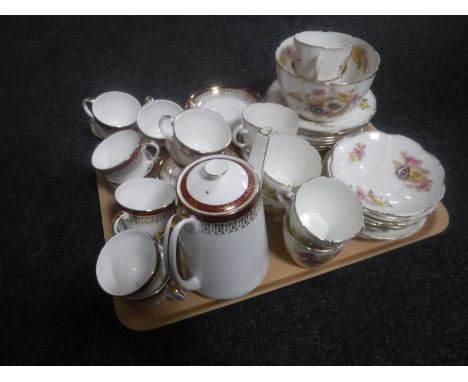 A tray of Victorian floral pattern tea service and Royal Grafton tea service 