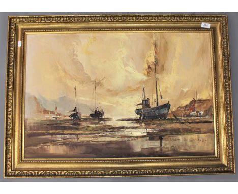 Jack R. Mould : Cornish Estuary, oil on canvas, signed, 50 cm x 65 cm, framed. 