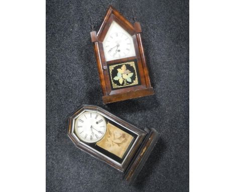 Two antique American cased mantel clocks 