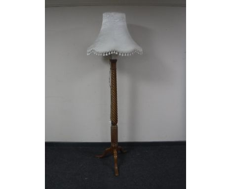 An early 20th century twist column standard lamp 