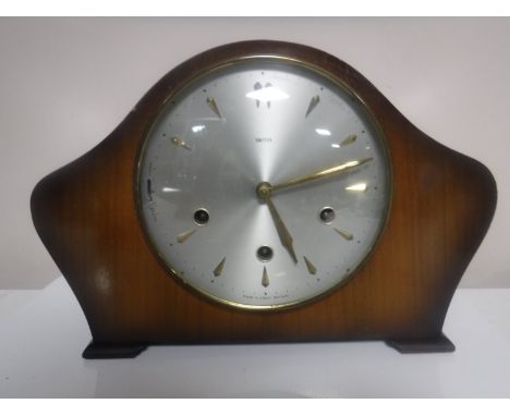 A Smiths mantel clock with silvered dial