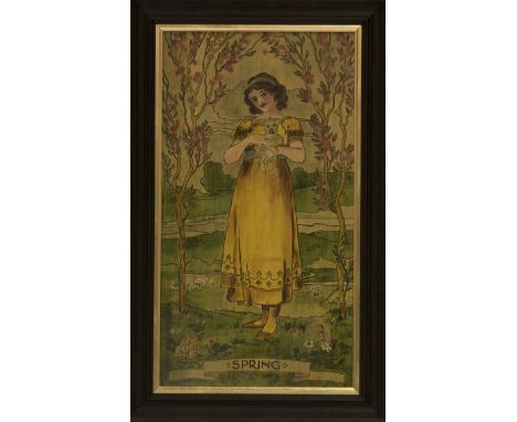 GLASGOW SCHOOL (CIRCA 1900),
SPRING,
an art nouveau painted wood panel,
53cm x 29cm
Framed