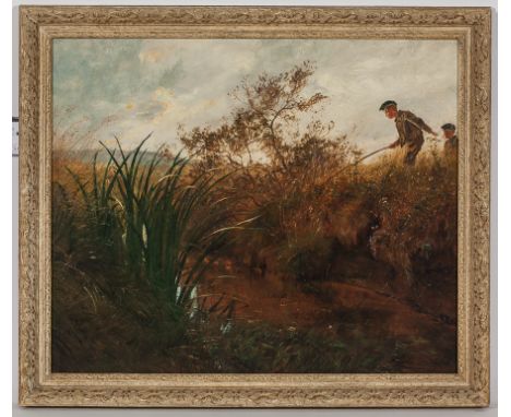 JAMES BARCLAY GRAHAM (SCOTTISH 1844 - 1918),
TWO YOUNG ANGLERS - AN ANXIOUS MOMENT
oil on canvas, signed, dated 1880 and titl