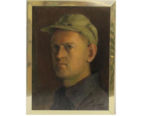 RON STENBERG (NEW ZEALAND 1919-), SELF PORTRAIT oil on board, signed 39cm x 29cm Framed