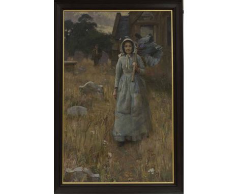 CIRCLE OF JULES BASTIEN-LEPAGE (FRENCH 1848 - 1884),
THE PRIZE CABBAGE
oil on canvas
151cm x 97cm
Framed
Note: Bastien-Lepage