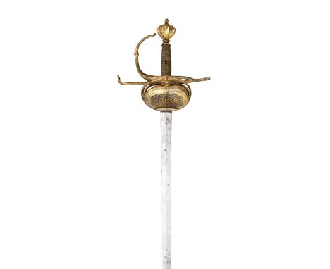 A RARE NORTH EUROPEAN PAPPENHEIM RAPIER, CIRCA 1620-30, PROBABLY FLEMISH with tapering blade of diamond-section, decorated on