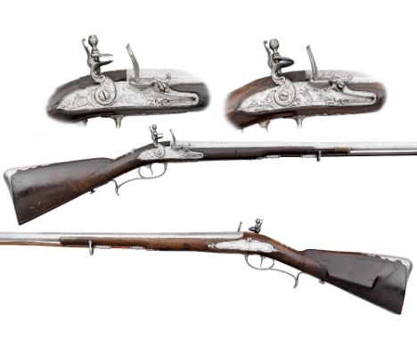 A PAIR OF 16 BORE AUSTRIAN FLINTLOCK SPORTING GUNS BY JOHAN SCHIFTER IN NEUSTADT, CIRCA 1730 with minor differences, octagona