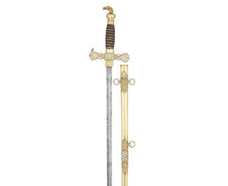 THE SOCIETY SWORD OF REUBEN BUCHER, KNIGHT OF THE GOLDEN EAGLE, MID-19TH CENTURY with etched blade including the owner's name