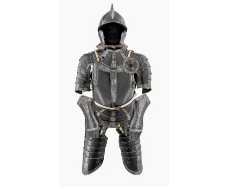 **A COMPOSITE GERMAN LIGHT FIELD ARMOUR, PARTLY NUREMBERG, LATE 16TH TO EARLY 17TH CENTURY, WITH LATER ETCHED DECORATION comp